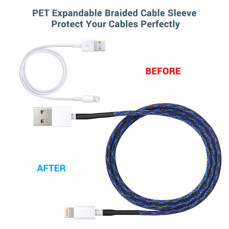 Aibole 25Ft-3/4inch PET Expandable Braided Wire Sleeving,Wire Loom Cable Sleeve for TV,Computer,Home Theater,Automotive,Home Industrial,Electrical Wires,Chemical,Protect Cat from Chewing Cords,BlackBlue - Image 3